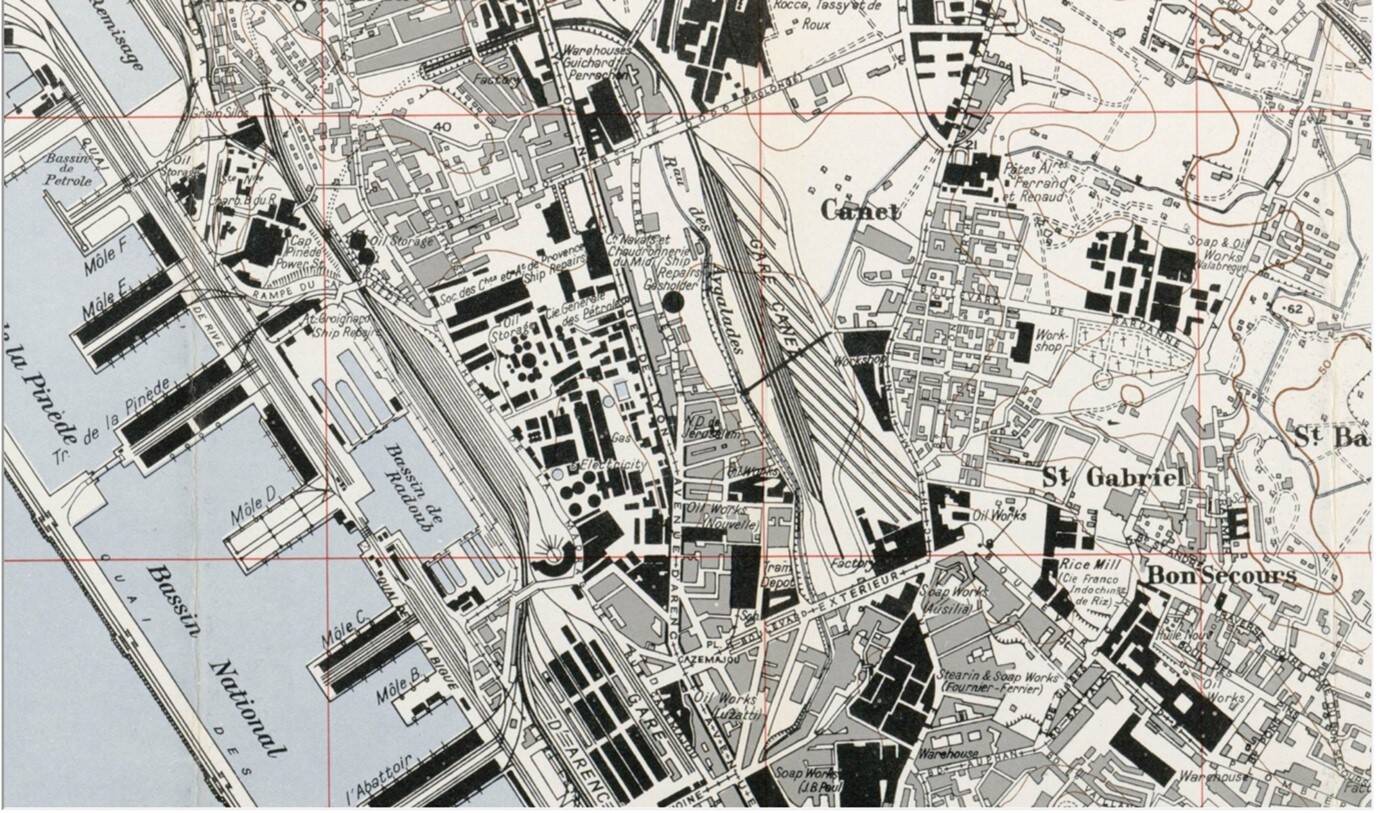 Extrait d’un plan de la ville de Marseille. War Office, 1943. 